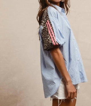 Bibi - Camisa Listrada com Top de Leopardo