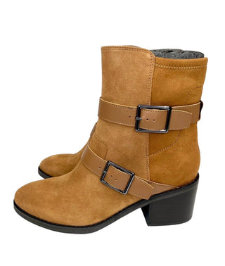 Donald Pliner - Botas femininas Darby de couro e camurça Saddle