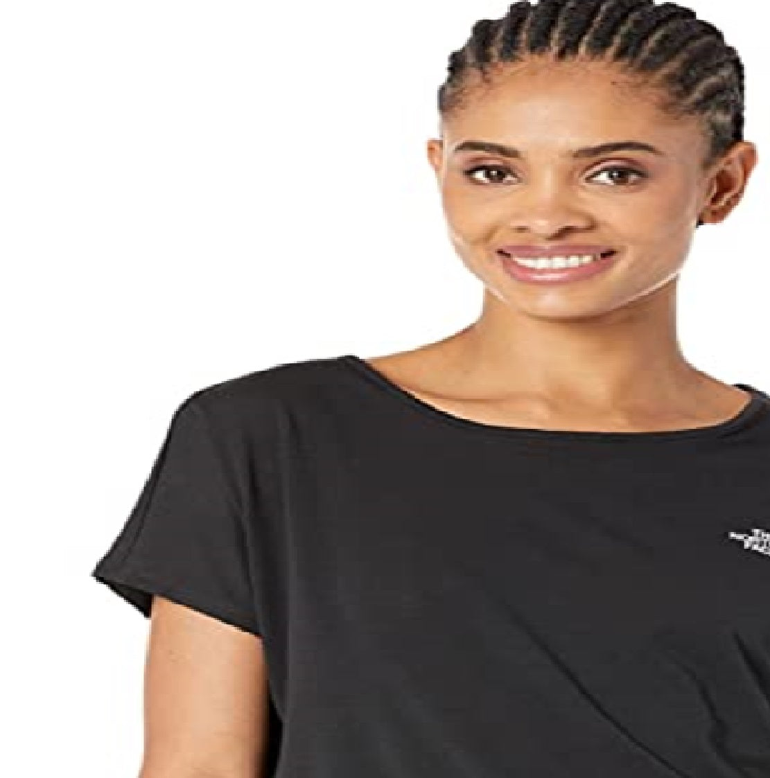 Camiseta feminina The North Face de manga curta com costas cruzadas, preta, tamanho X-S