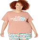 Camiseta feminina de algodão Half Dome The North Face, manga curta, rosa, tamanho 2X