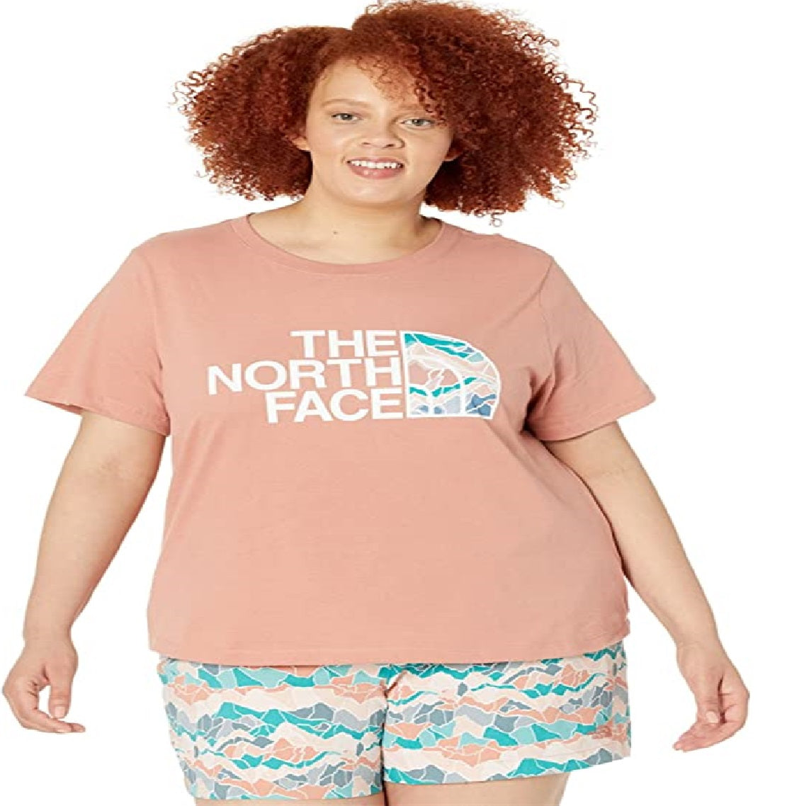 Camiseta feminina de algodão Half Dome The North Face, manga curta, rosa, tamanho 2X