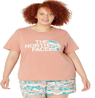 Camiseta feminina de algodão Half Dome The North Face, manga curta, rosa, tamanho 2X