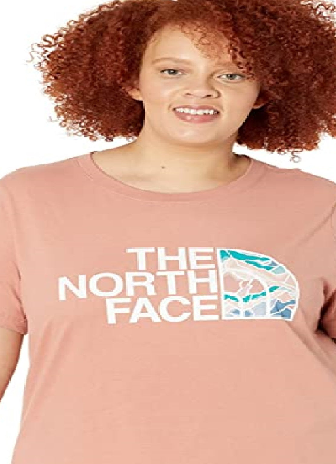 Camiseta feminina de algodão Half Dome The North Face, manga curta, rosa, tamanho 2X