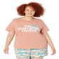 Camiseta feminina de algodão Half Dome The North Face, manga curta, rosa, tamanho 2X