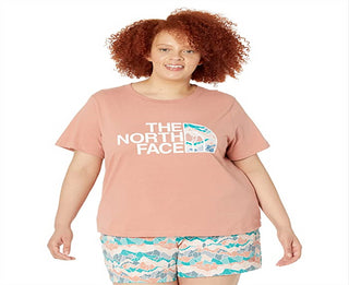 Camiseta feminina de algodão Half Dome The North Face, manga curta, rosa, tamanho 2X