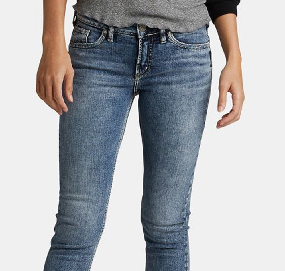 Calça jeans skinny feminina Silver Jeans Co., azul, tamanho 32x25
