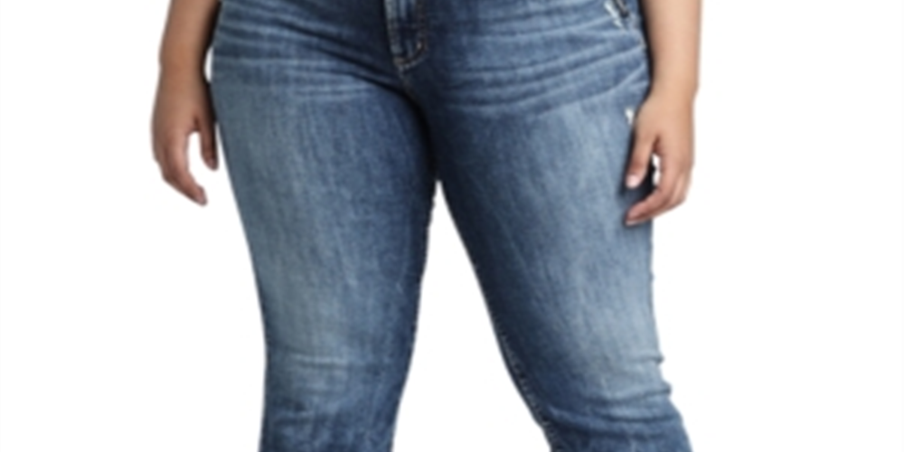 Calça jeans feminina Silver Jeans Co. Trendy Plus Suki Curvy Fit Slim Azul Tamanho 22
