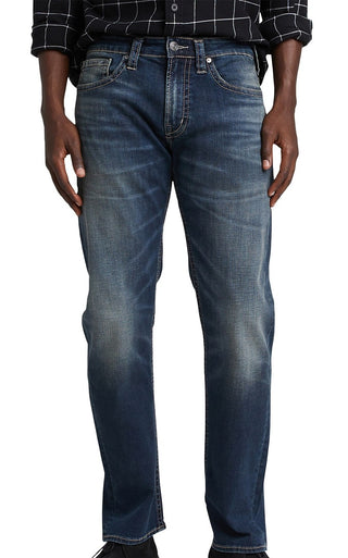 Calça jeans masculina Eddie Relaxed Tapered Fit Stretch, da Silver Jeans Co., azul, tamanho 36x34