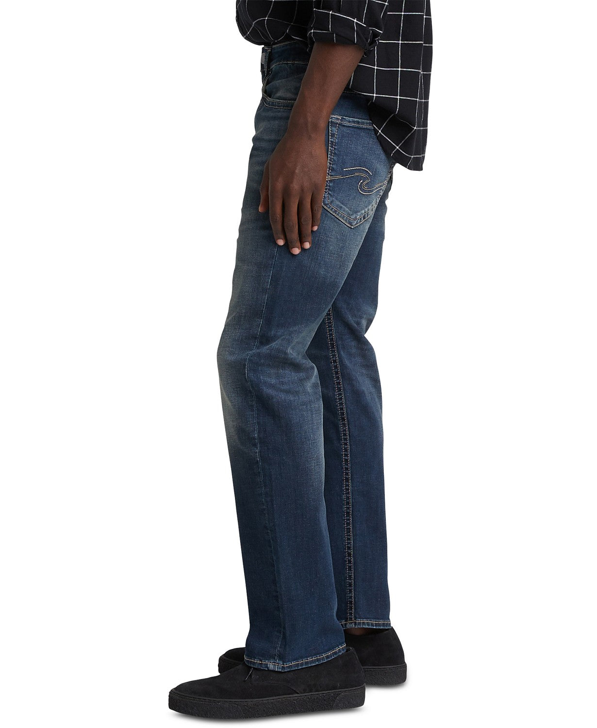 Calça jeans masculina Eddie Relaxed Tapered Fit Stretch, da Silver Jeans Co., azul, tamanho 36x34