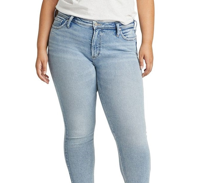 Calça jeans skinny feminina Most Wanted da Silver Jeans Co., azul, tamanho 20W