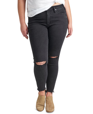 Calça jeans skinny feminina mais procurada da Silver Jeans Co., preta, tamanho 18W
