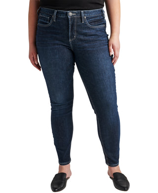 Calça jeans skinny feminina Silver Jeans Co. The Curvy High Rise, azul, tamanho 16W