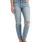 Calça Jeans Feminina Silver Jeans Co. Beau Mid Rise Raw Hem Girlfriend Azul Tamanho 29X28