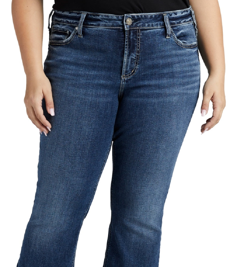 Calça jeans feminina Elyse Slim Bootcut da Silver Jeans Co., azul, tamanho 16W