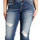 Calça jeans feminina estilo boyfriend, rasgada, reta, azul, tamanho 20W, da Silver Jeans Co.