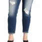 Calça jeans feminina estilo boyfriend, rasgada, reta, azul, tamanho 20W, da Silver Jeans Co.