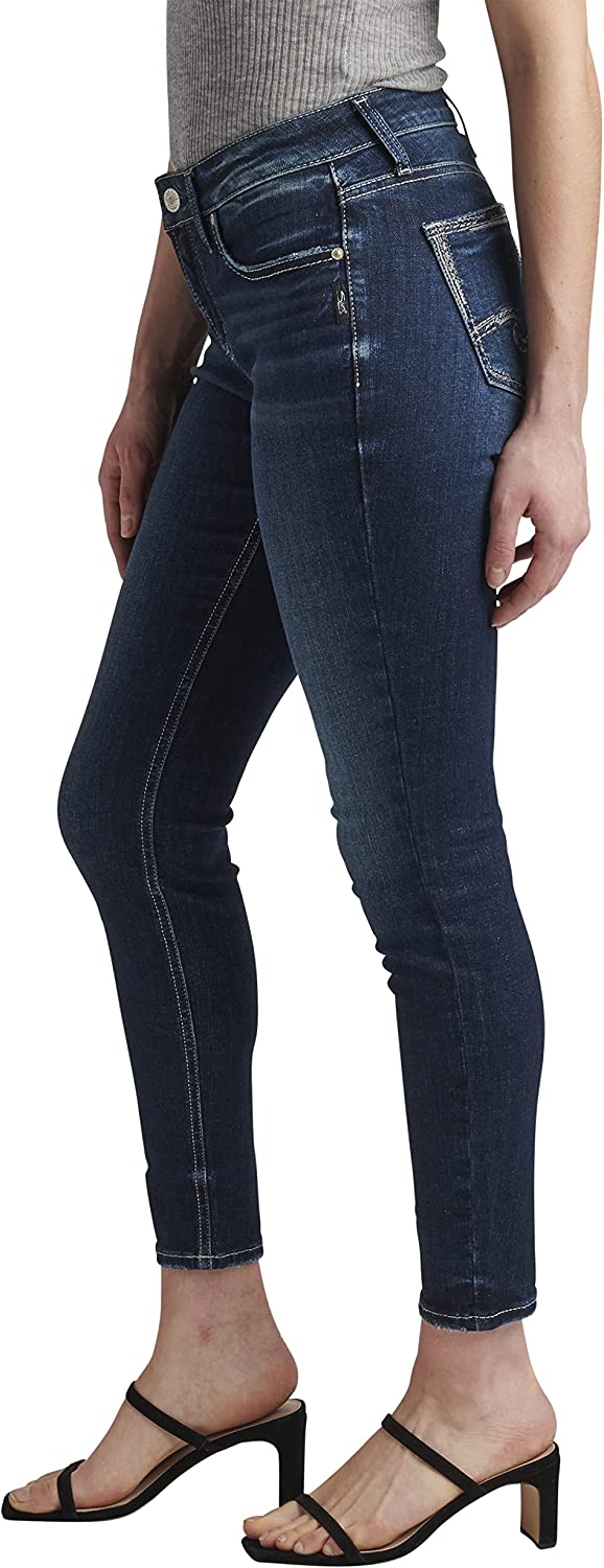Calça jeans skinny feminina Silver Jeans Co., cintura média, azul, tamanho 33x31