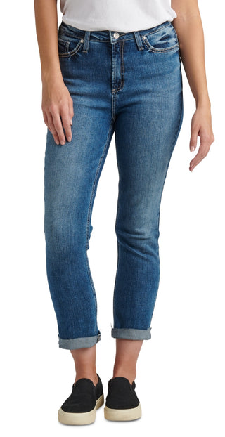 Calça jeans feminina slim Girlfriend da Silver Jeans Co., azul, tamanho 30x29