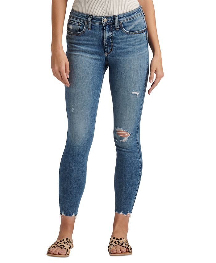 Calça jeans skinny feminina Silver Jeans Co. Most Wanted, cintura alta, azul, tamanho 31x27