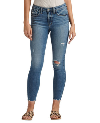 Calça jeans skinny feminina Silver Jeans Co. Most Wanted, cintura alta, azul, tamanho 31x27