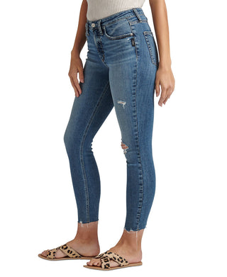 Calça jeans skinny feminina Silver Jeans Co. Most Wanted, cintura alta, azul, tamanho 31x27