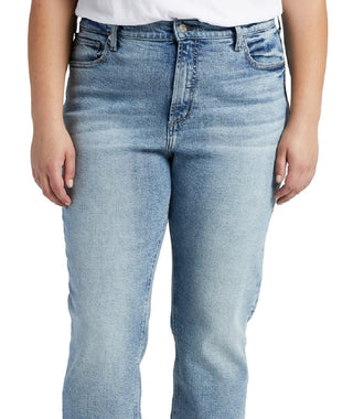 Calça jeans feminina estilo boyfriend, cintura alta, justa no tornozelo, azul, tamanho 18W, da Silver Jeans Co.