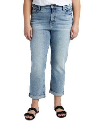 Calça jeans feminina estilo boyfriend, cintura alta, justa no tornozelo, azul, tamanho 18W, da Silver Jeans Co.
