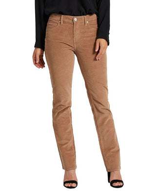 Calça de veludo cotelê feminina Jag Jeans Ruby com perna reta, marrom, tamanho 10 Petite