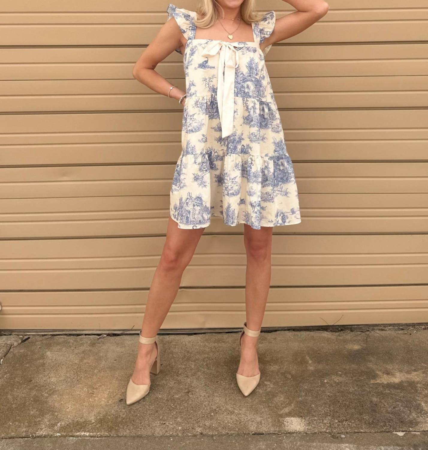 Aureum - Caroline Toile Ruffle Mini Dress