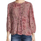 Blusa estampada com cintura franzida feminina John Paul Richard, tamanho grande, roxa