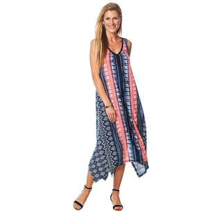 Vestido de malha estampado feminino John Paul Richard, azul, tamanho XL