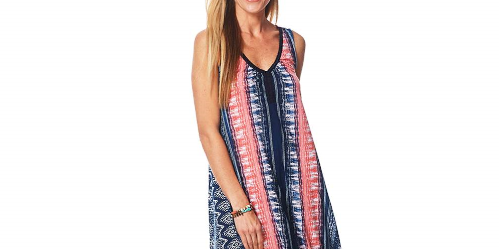 Vestido de malha estampado feminino John Paul Richard, azul, tamanho XL