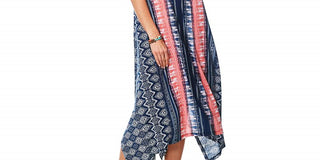 Vestido de malha estampado feminino John Paul Richard, azul, tamanho XL