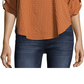 Blusa feminina John Paul Richard com estampa xadrez e aba dobrada, tamanho pequeno, laranja, tamanho extragrande