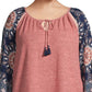 Blusa camponesa com manga estampada feminina John Paul Richard, rosa, tamanho 1X