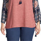 Blusa camponesa com manga estampada feminina John Paul Richard, rosa, tamanho 1X