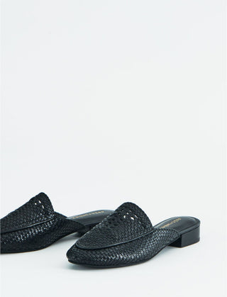Chinelo rasteiro Lucky Brand Salt + Umber em couro Positano, preto, tamanho 8