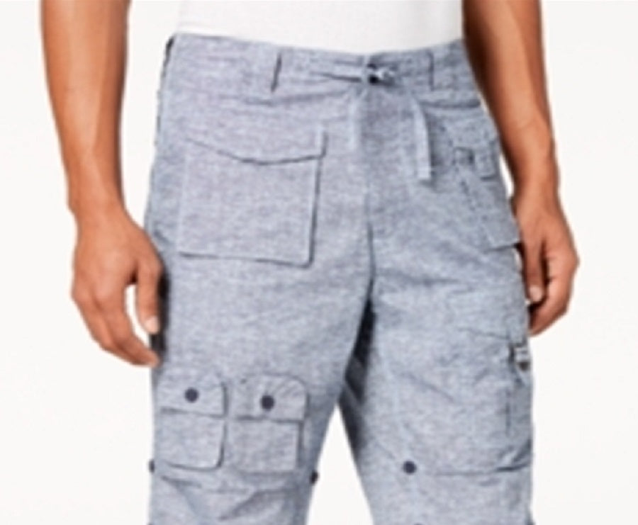Shorts masculinos Seanjohn com estampa de cordão, azul, tamanho 46