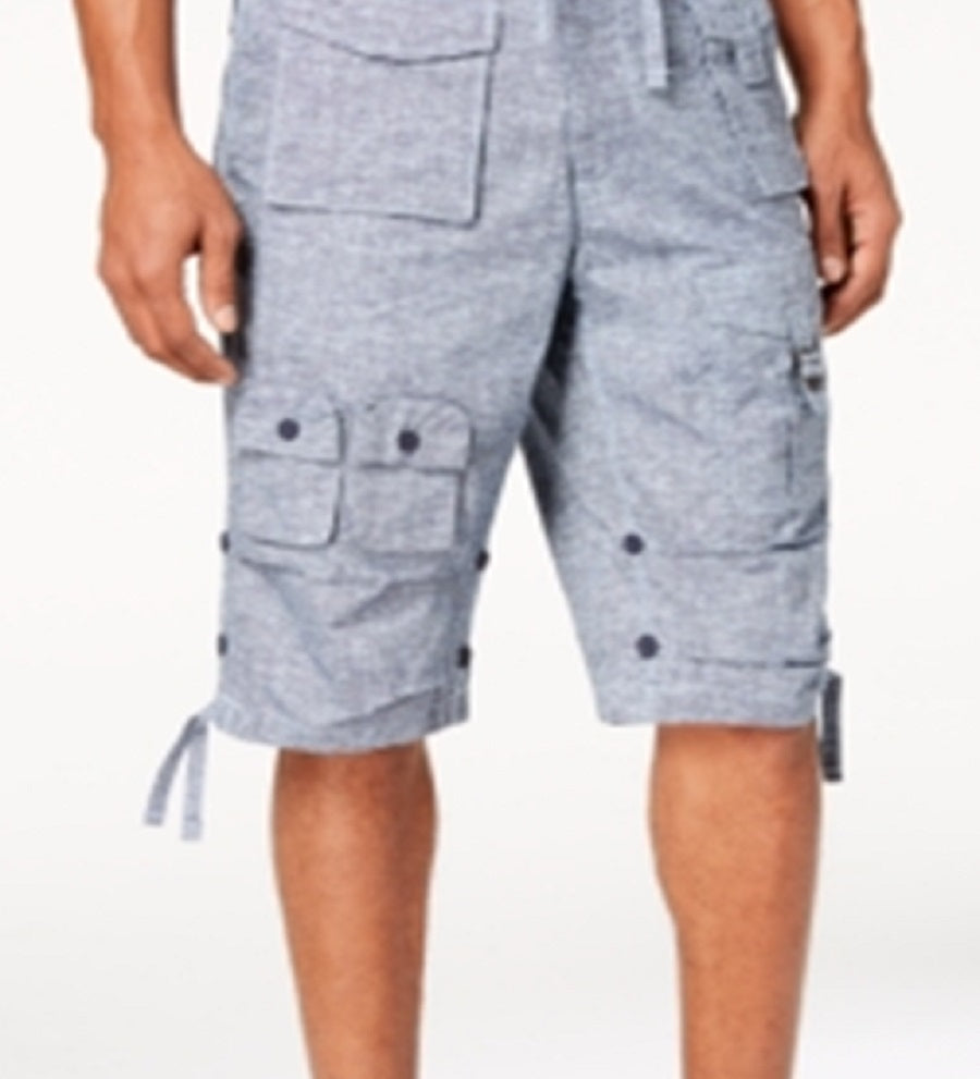 Shorts masculinos Seanjohn com estampa de cordão, azul, tamanho 46
