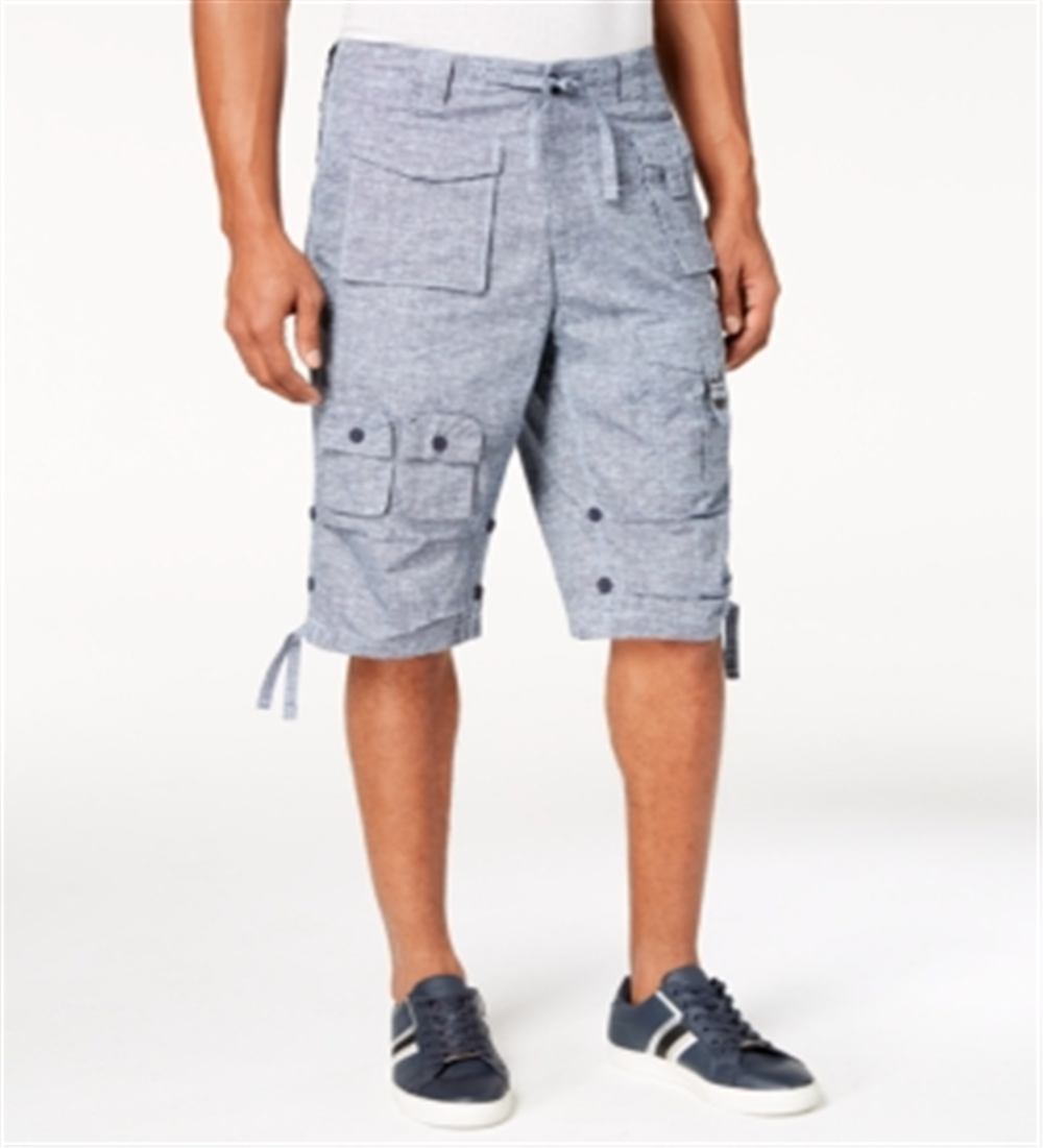 Shorts masculinos Seanjohn com estampa de cordão, azul, tamanho 46