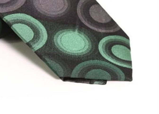 Gravata de seda Van Heusen masculina com padrão geométrico circular, preta, regular