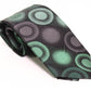 Gravata de seda Van Heusen masculina com padrão geométrico circular, preta, regular