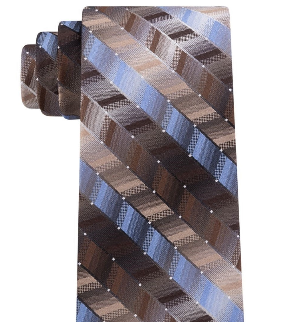 Gravata Van Heusen Masculina Hawk Geométrica Slimneck Seda Marrom Tamanho Regular