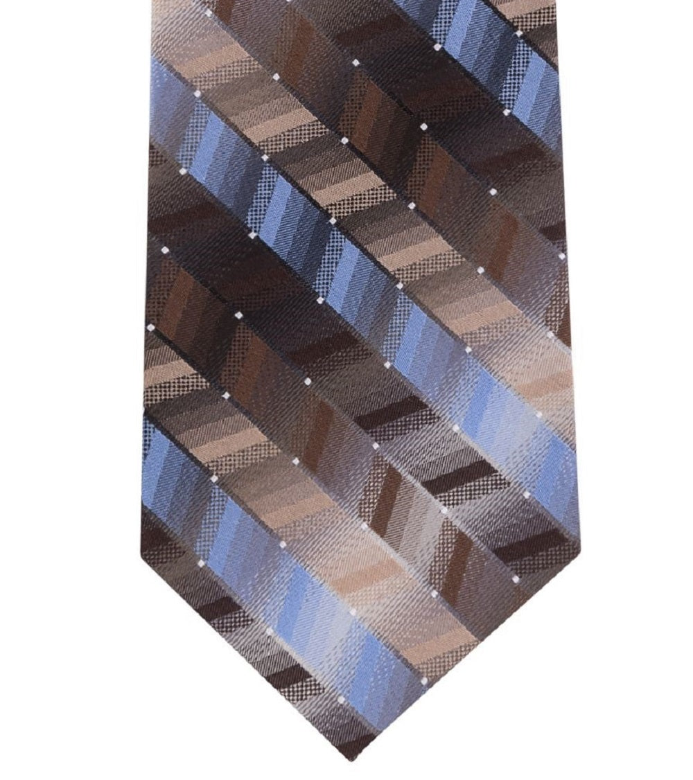 Gravata Van Heusen Masculina Hawk Geométrica Slimneck Seda Marrom Tamanho Regular