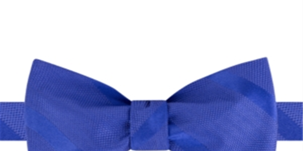 Gravata borboleta de seda listrada texturizada masculina Tommy Hilfiger ToTie, azul, tamanho regular