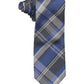 Gravata masculina Kenneth Cole Reaction em seda xadrez branca, azul, tamanho regular