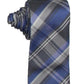 Gravata masculina Kenneth Cole Reaction em seda xadrez branca, azul, tamanho regular