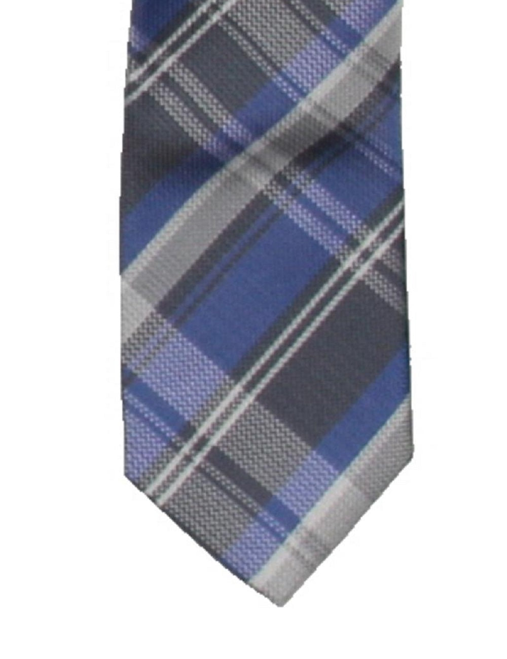 Gravata masculina Kenneth Cole Reaction em seda xadrez branca, azul, tamanho regular