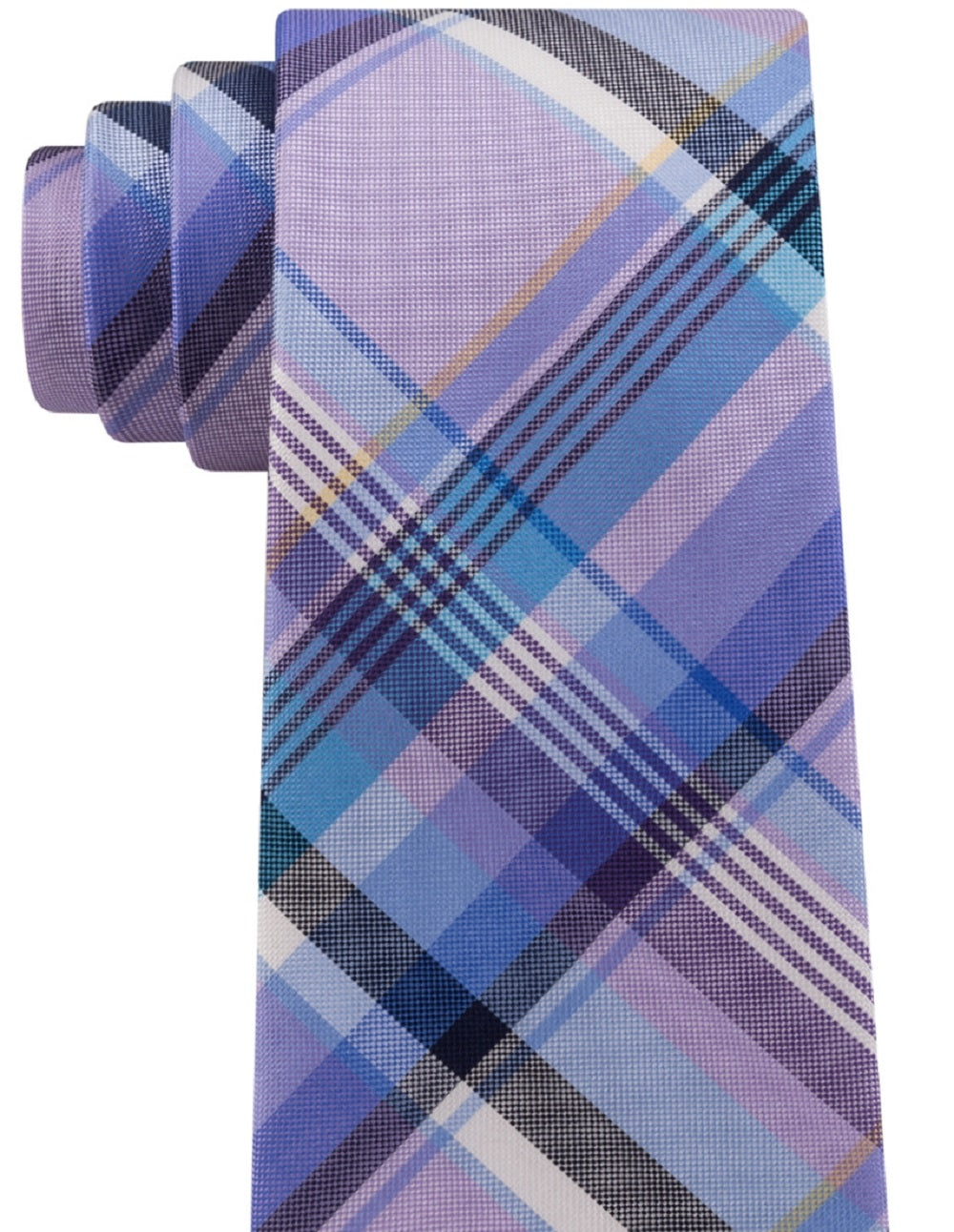 Gravata de seda xadrez Tommy Hilfiger masculina, roxa, tamanho regular