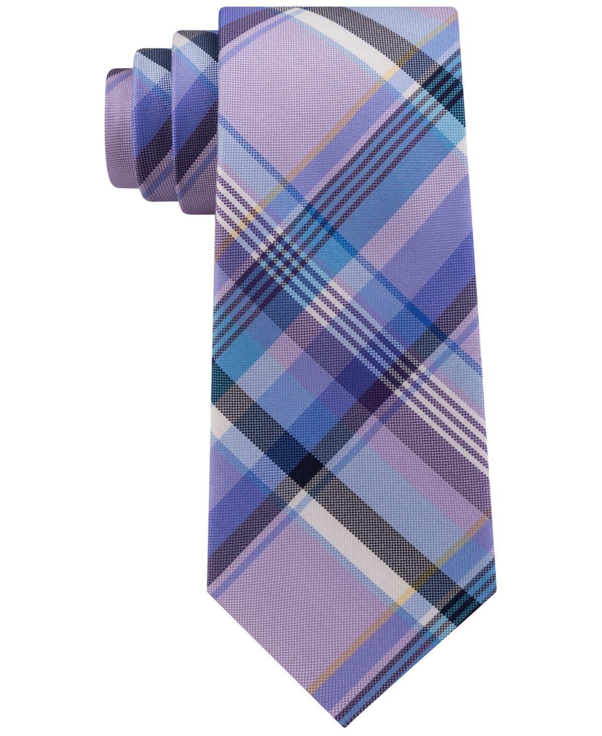 Gravata de seda xadrez Tommy Hilfiger masculina, roxa, tamanho regular